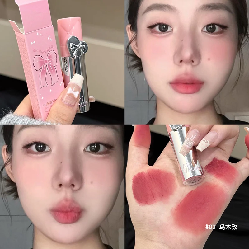 韩女天莱~蝴蝶结唇釉哑光丝绒雾面显白裸色口红不沾杯不韩系口红