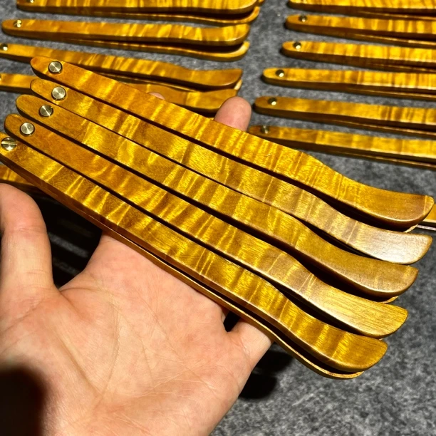 金丝楠木水波纹茶夹小叶桢楠实木茶具摆件收藏