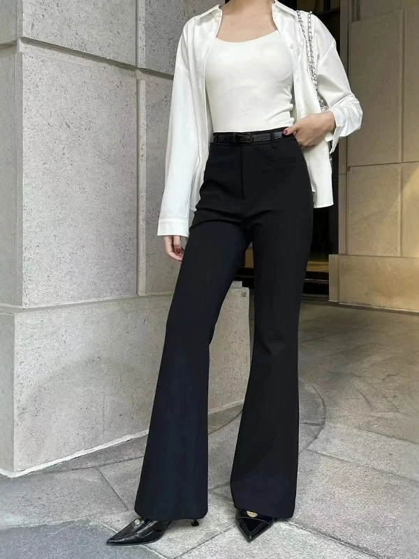 D31467南油爆款气质显瘦微喇裤