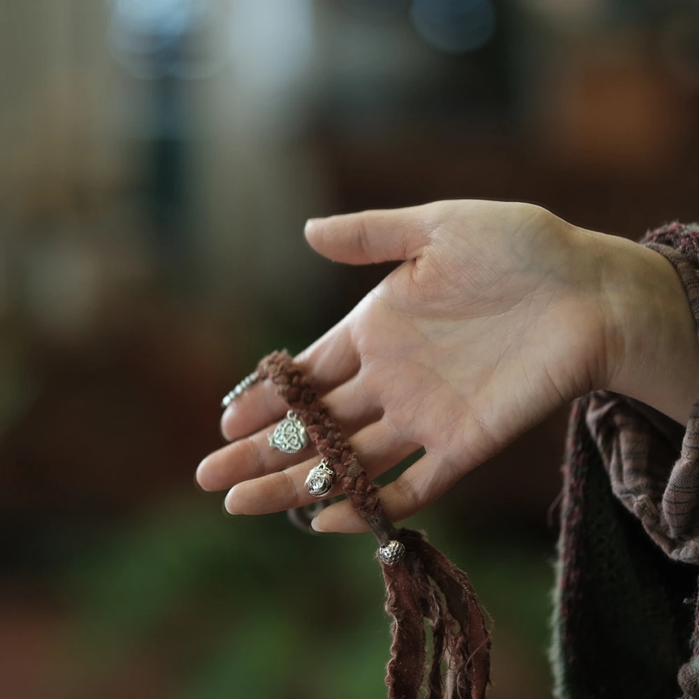 落古泥轻定制复古百搭编织挂件配饰手链SC013拼布颜色随机