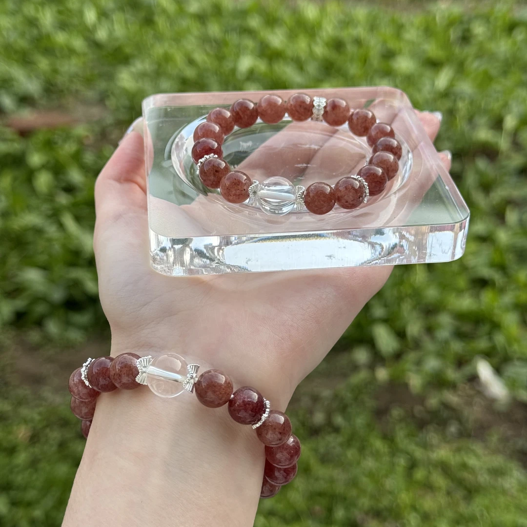 【红颜】草莓晶  白水晶  设计款手串