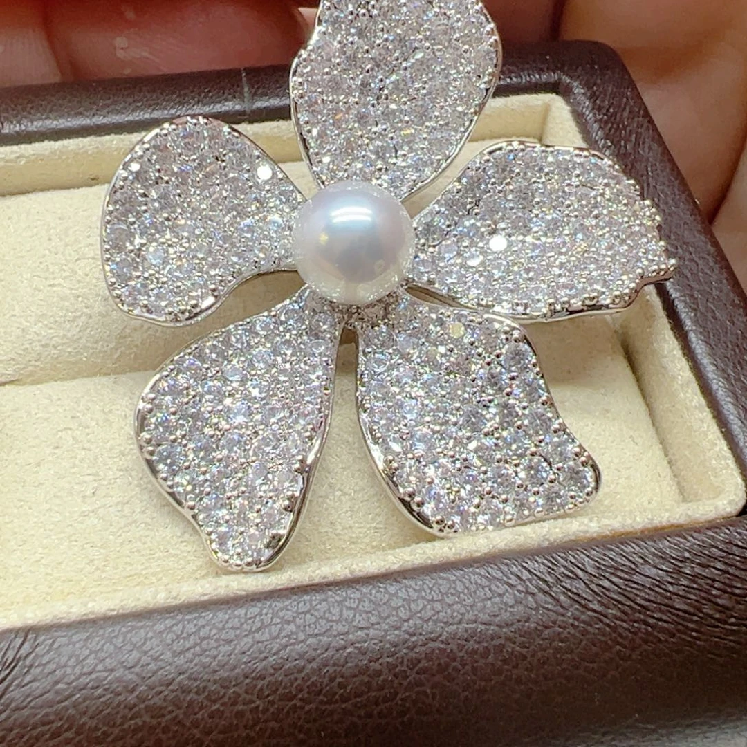 淡水珍珠胸饰银S925镶嵌