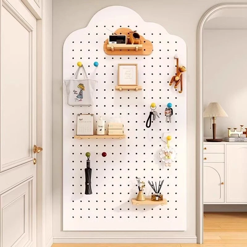 带轮健身器材装饰置物架落地洞洞板木质瑜伽用品收纳架云朵收纳架