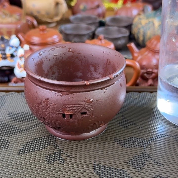 茶壶紫砂紫泥双层杯150毫升