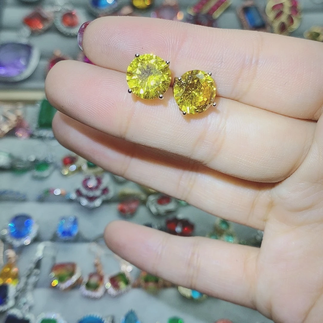 【闪购商品】托帕石耳饰银S925镶嵌
