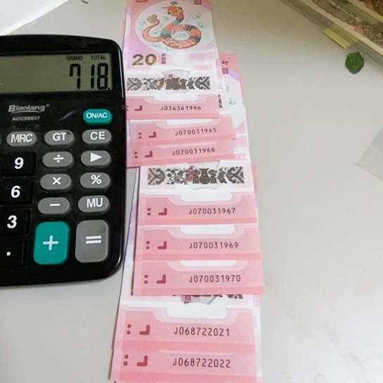 塑料蛇年纪念钞年份号9张