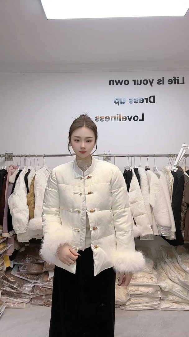 78款新中式浮雕提花显瘦百搭棉衣外套短款轻薄