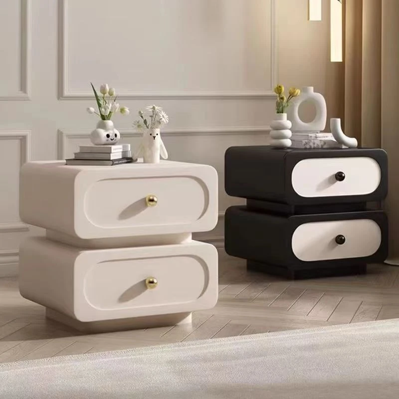 家用小型网红风卧室大气轻奢实木床头柜简约储物柜高档皮质床边柜