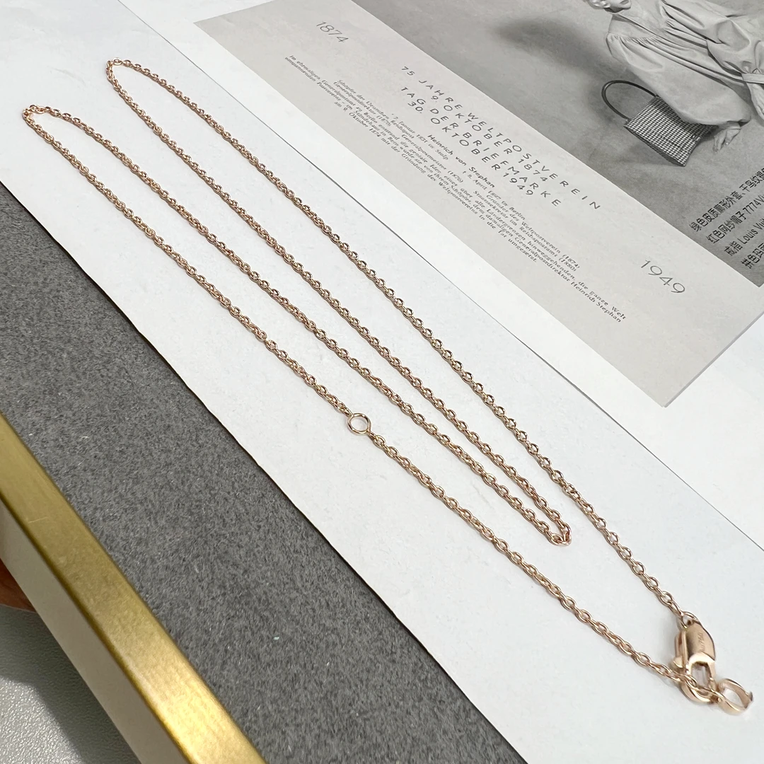 18K金素金链4g毛衣链50cm【大号葫芦吊坠搭配项链】玫瑰金粗链重金