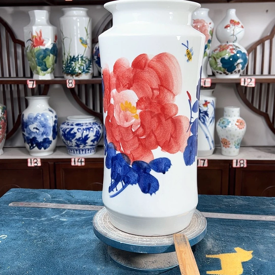 摆件景德镇陶瓷书红牡