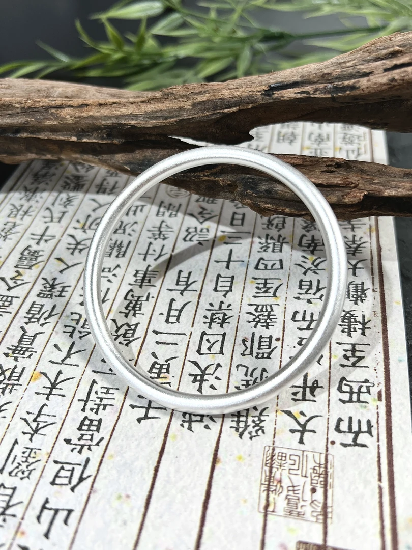 足银手镯 【补贴】999古法手镯35克素圈磨砂设计国风银镯子备