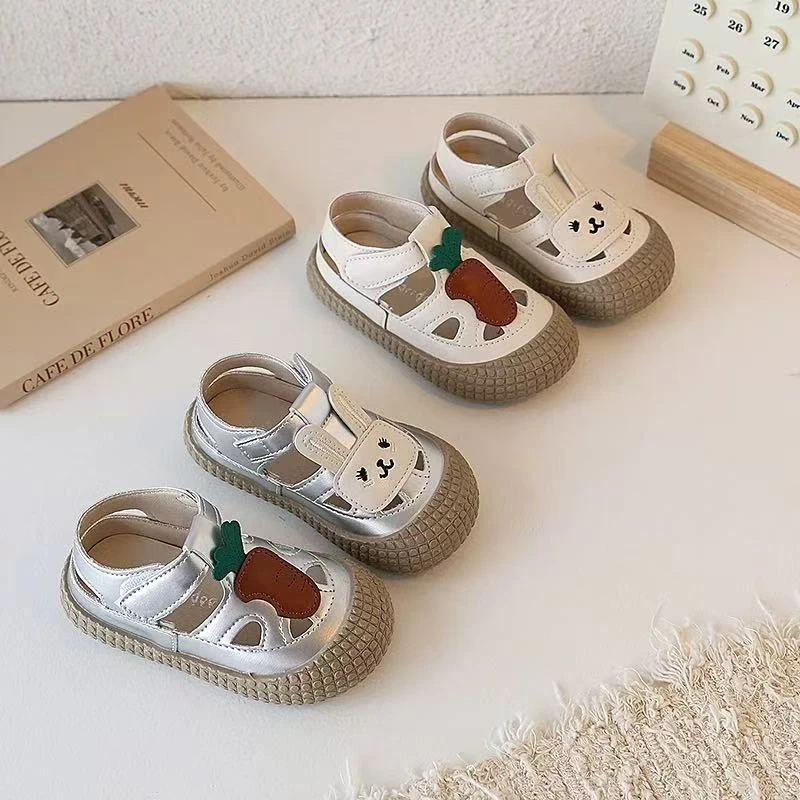 女童可爱兔子镂空包头凉鞋夏季款软底中小童公主鞋2457