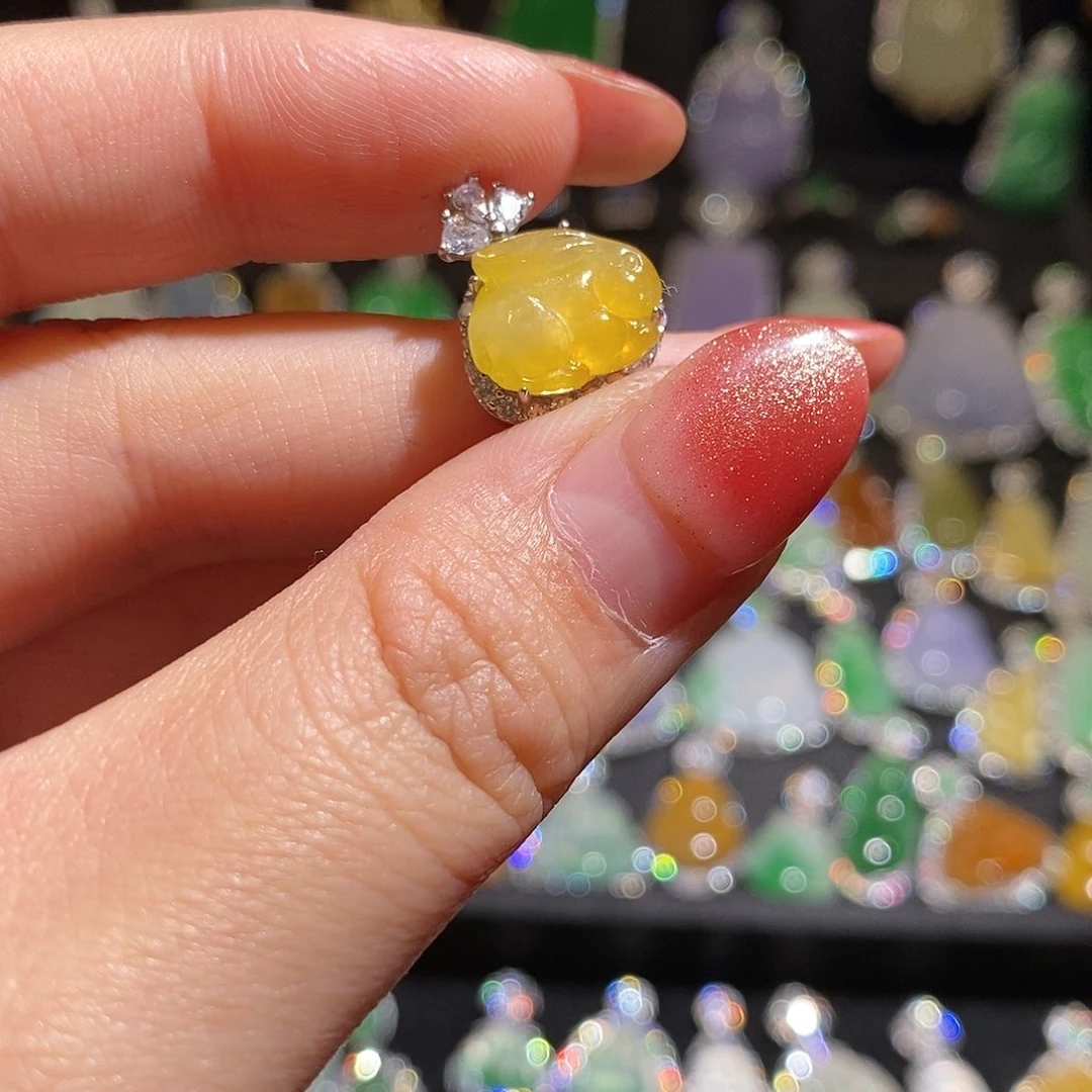 颈饰银S925镶嵌翡翠天然翡翠