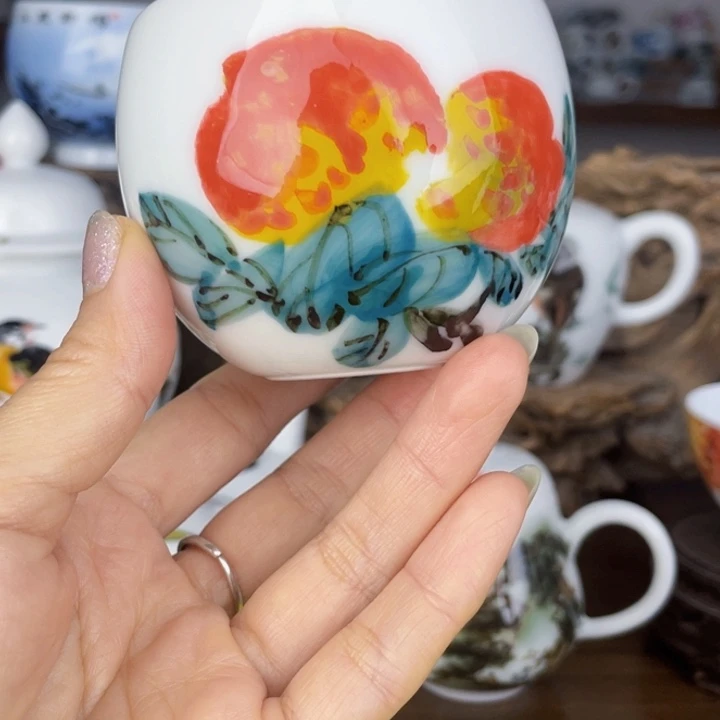 杯主人杯手绘釉下彩