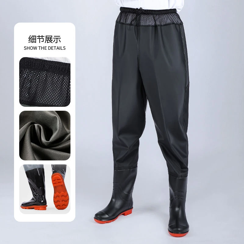 【超轻加厚】齐腰下水裤透气耐磨防水服雨裤连体半身涉水裤水叉裤