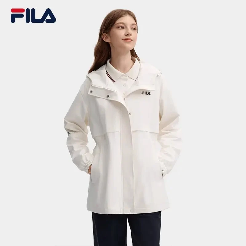 FILA斐乐女士春秋外套秋宽松尤莱特收腰秋冬连帽风衣 F11W439705