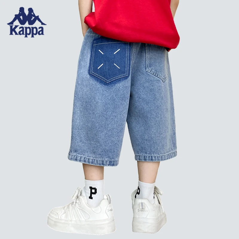 Kappa Kids【卡帕专柜撤店】休闲短裤夏季薄款高弹宽松百搭牛仔裤