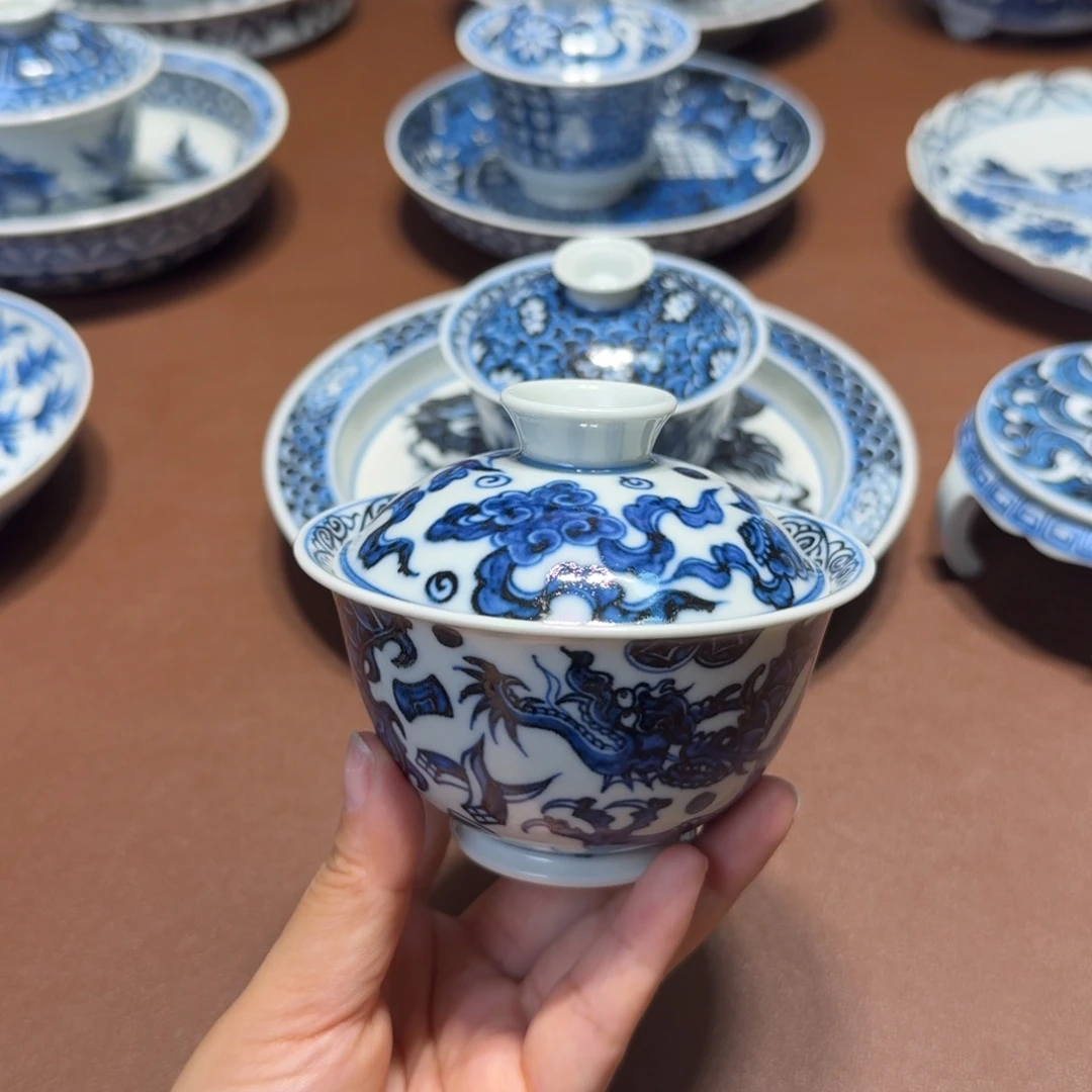 手工手绘茶具盖碗