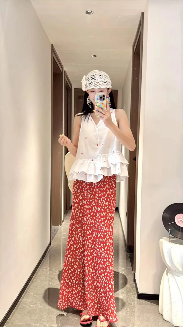 【子在专属-夏日海棠鱼尾裙】2025新款显瘦碎花中长款鱼尾半身裙