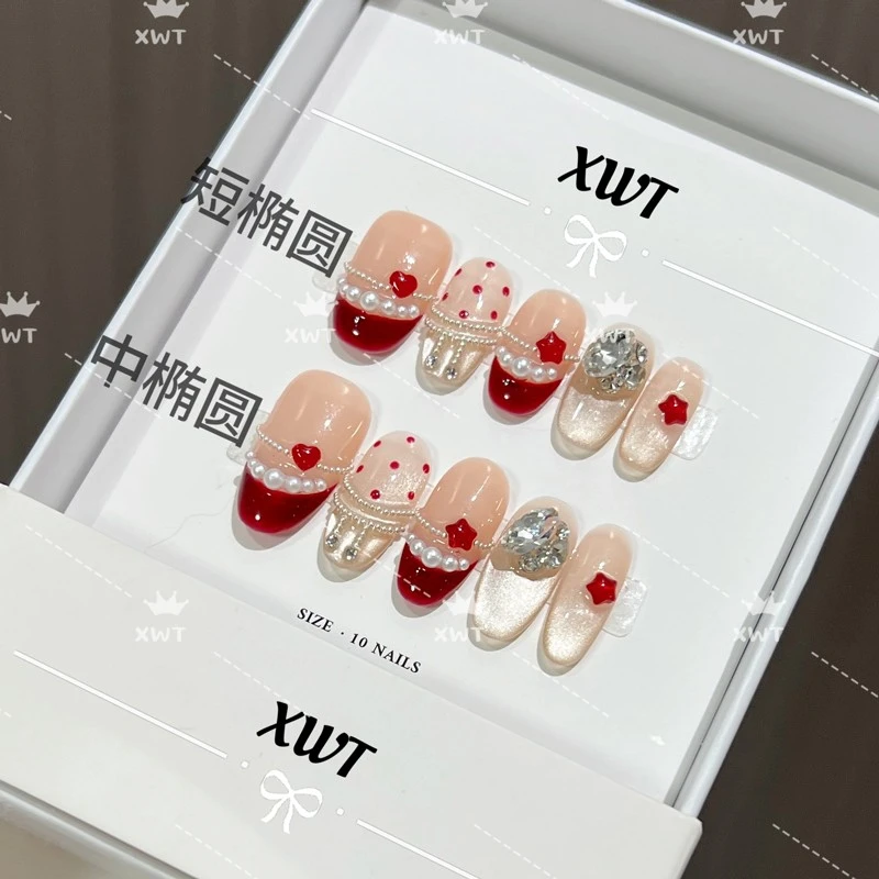 波点珍珠 重工显白新年款时尚穿戴甲成品假指甲贴片