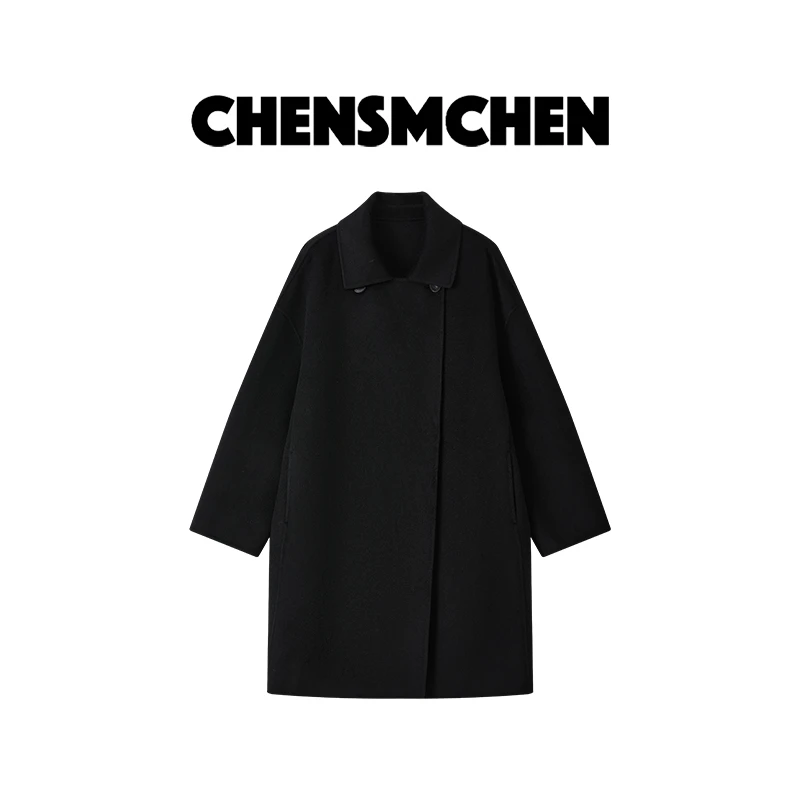 CHENSMCHEN 山羊绒大衣女秋冬高级感中长款气质毛呢外套CSD9612YW
