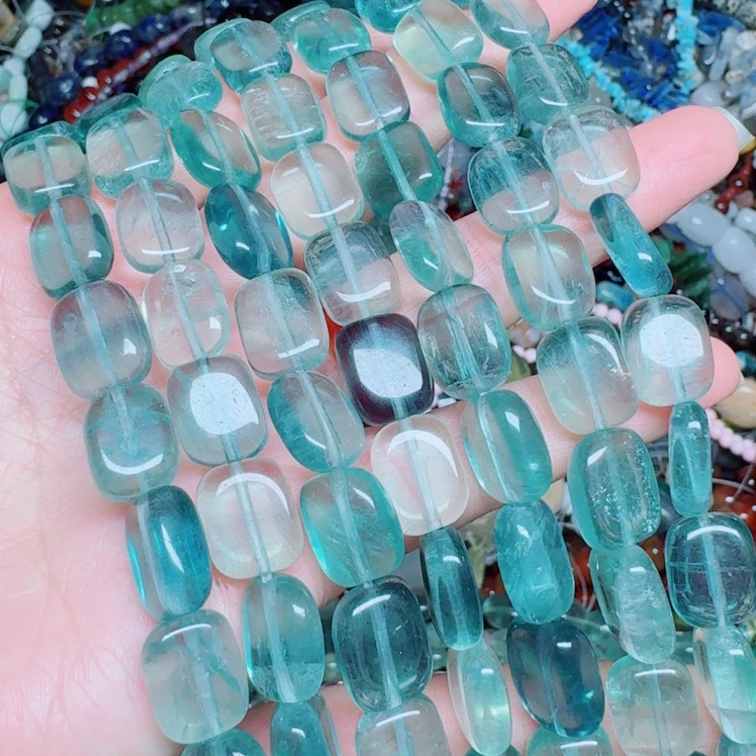 玛瑙/玉髓合金珠宝半成品10*14萤石一条