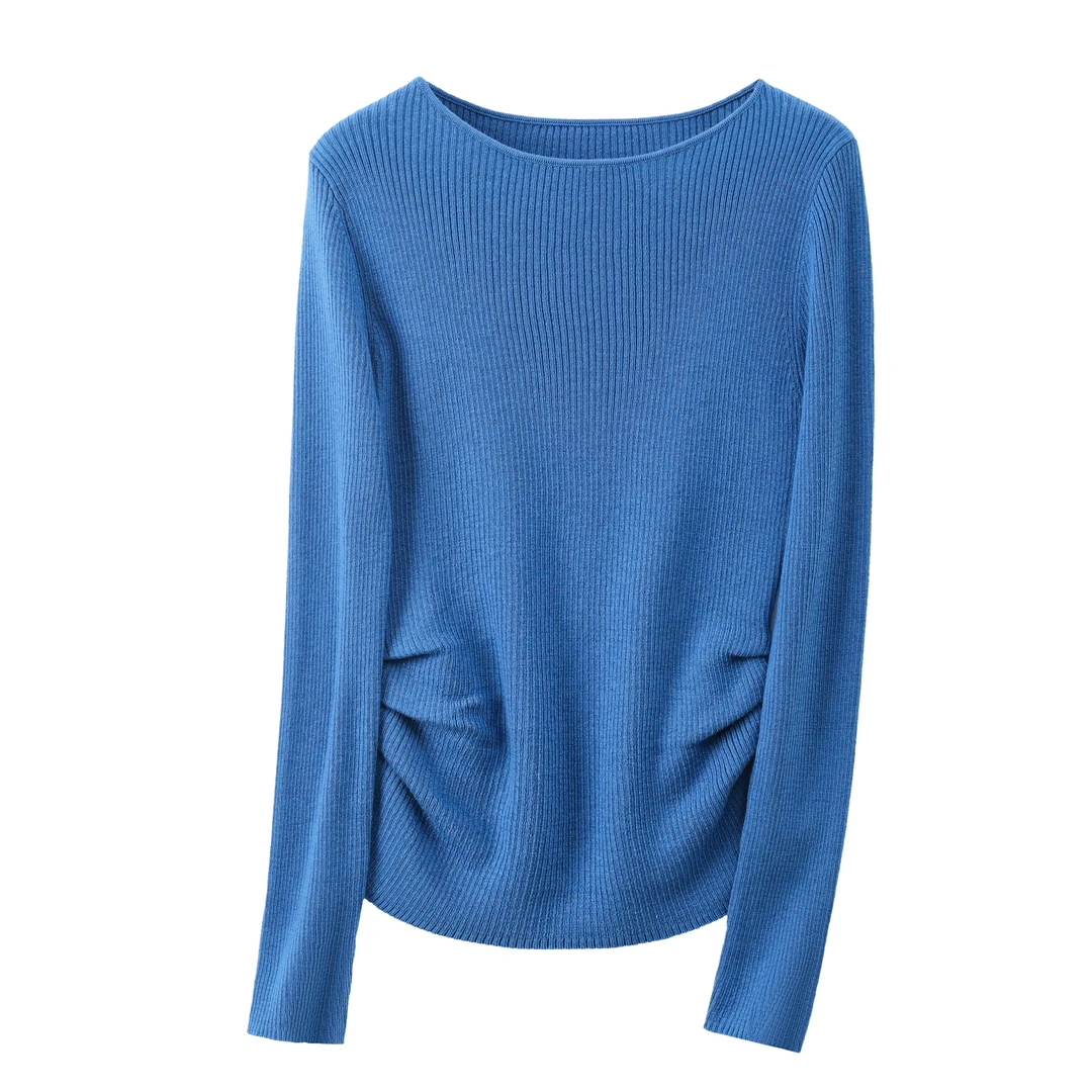 【可机洗精纺羊毛】圆领春秋显瘦打底衫修身收腰羊毛衫-C1742