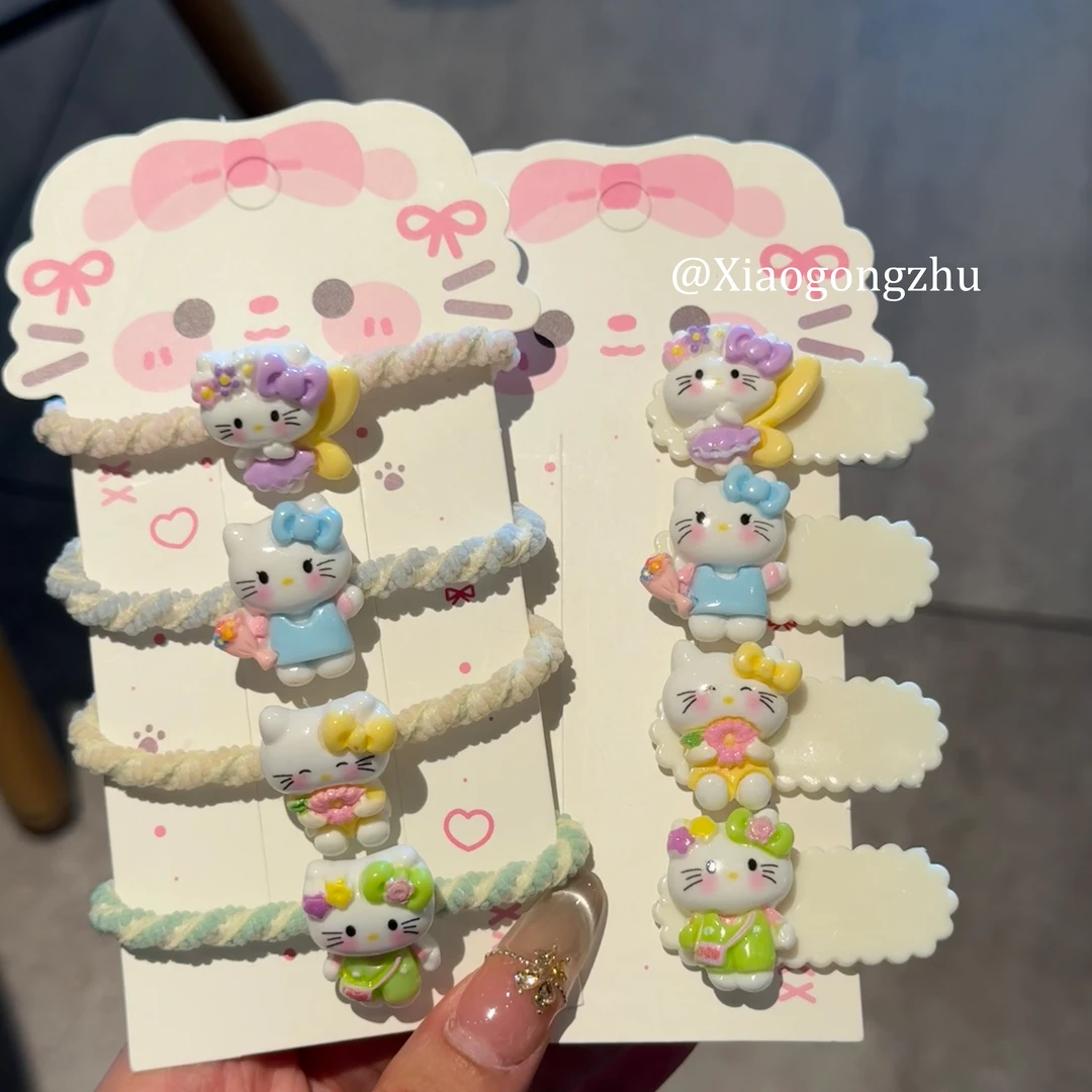 卡通KT猫发夹女童扎头发不伤发头绳小女孩高马尾高弹力橡皮筋发圈