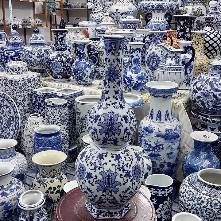 摆件手工手绘高温釉下彩，摆件，葫芦花瓶