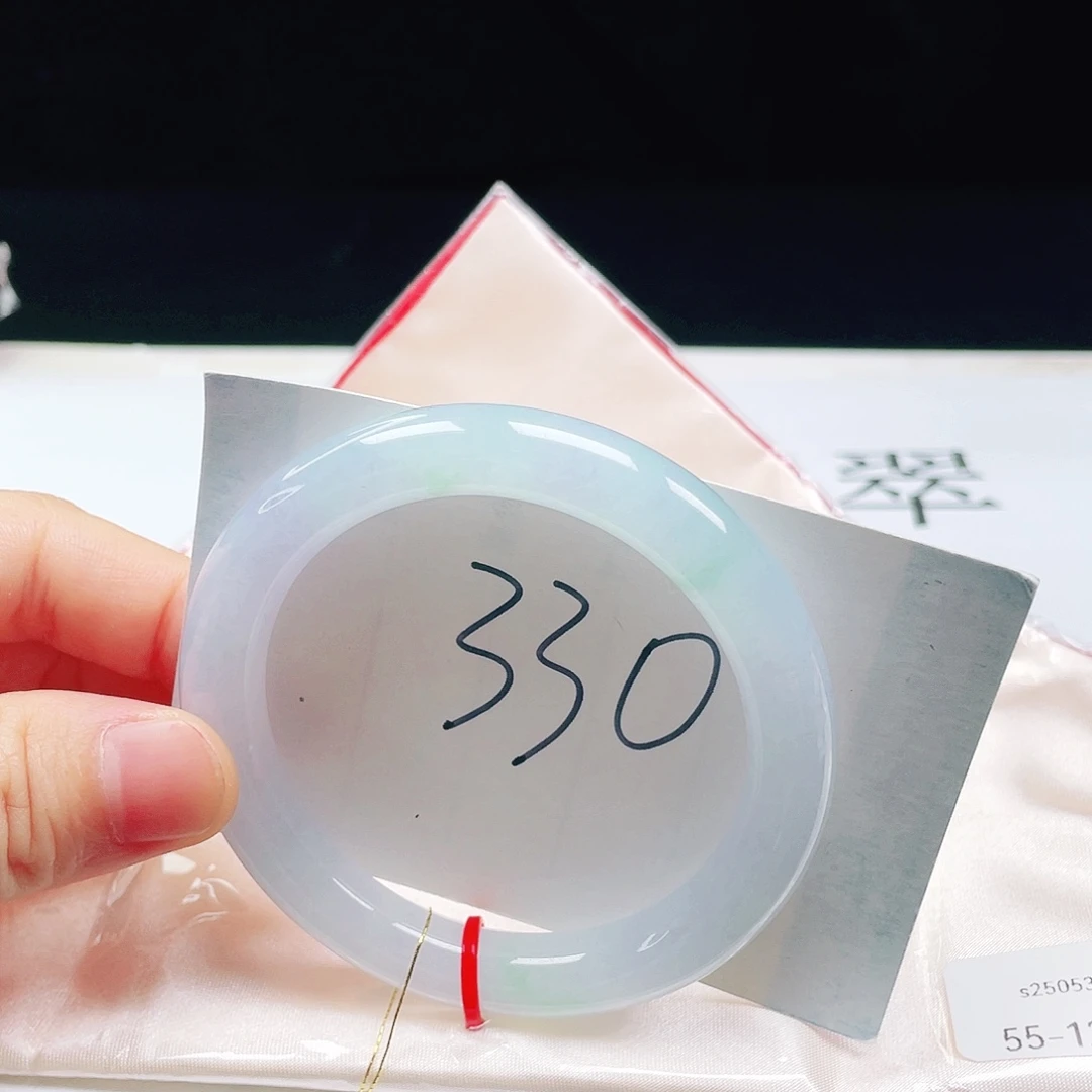 翡翠未镶嵌手镯55圈口圆条