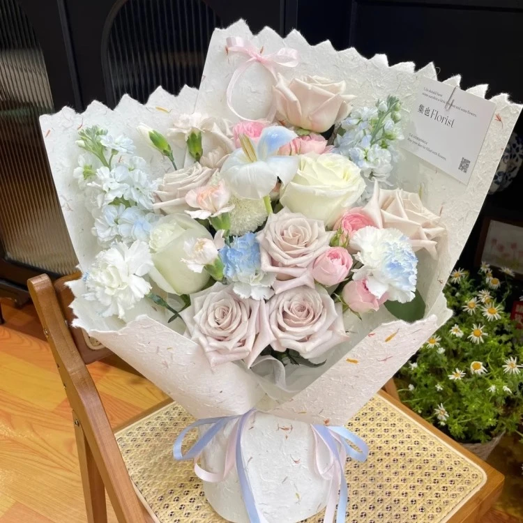 【花寻礼韵】手撕花瓣东巴纸花束包装纸手撕花边纸鲜花花店diy材料