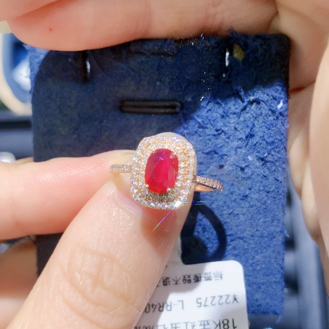 【闪购商品】戒指18K金镶嵌红宝石方糖戒指