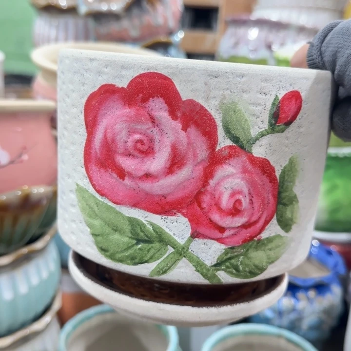 凑9块包邮，有孔，陶瓷花盆