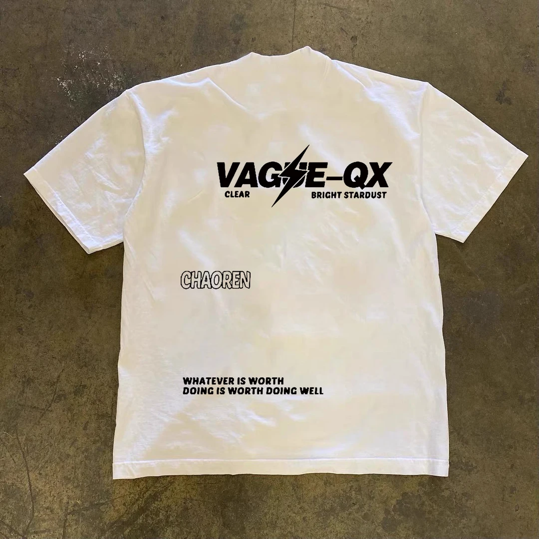 100%纯棉美式字母印花短袖男士t恤oversize宽松重磅夏季潮流半袖