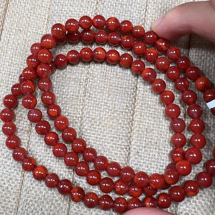 南红玛瑙未镶嵌手链项链多圈原矿南红瓦西高品牛血红7