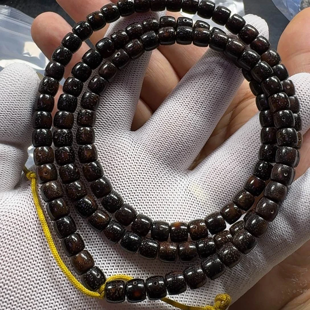 星月菩提手串桃***风8*7虎皮圆珠黑金手串（缩尺）