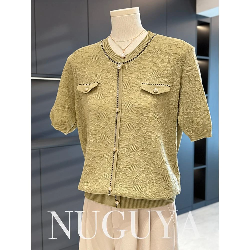 俞兆林百搭洋气中老年针织衫女短袖2025夏装新款上衣气质显瘦妈妈