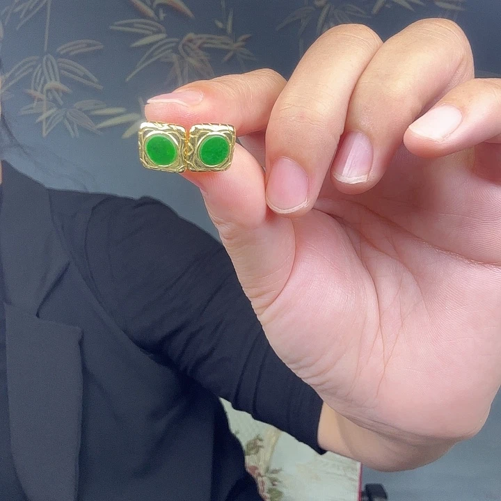 翡翠银S925镶嵌耳饰特价