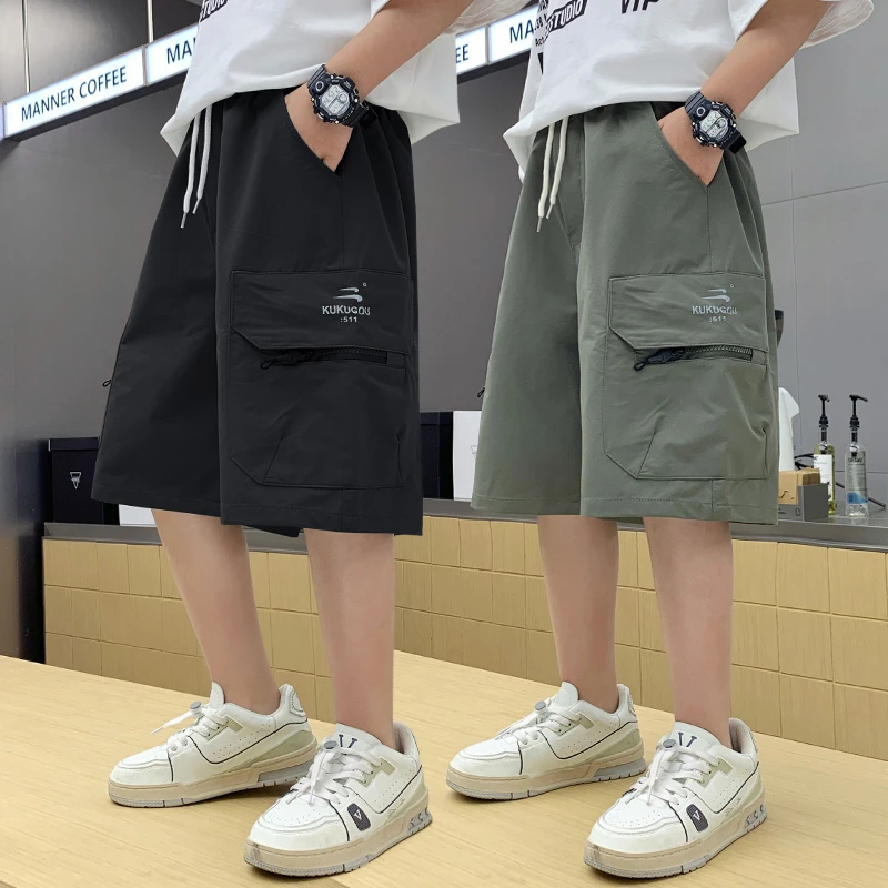 男童夏装七分裤薄款中大童速干裤子2025新款儿童宽松工装裤夏天