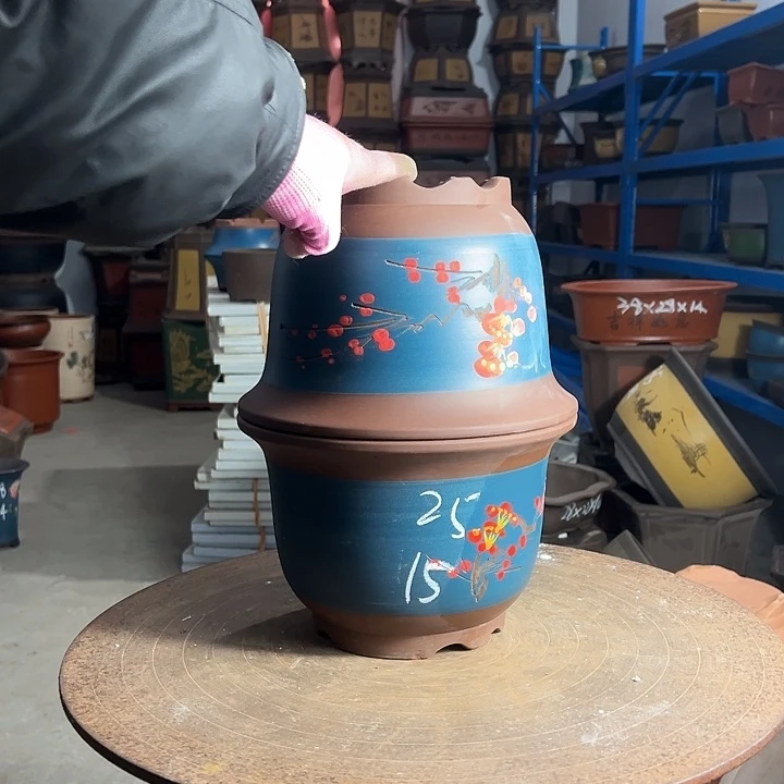 25+25蓝平角金钟点菜花盆