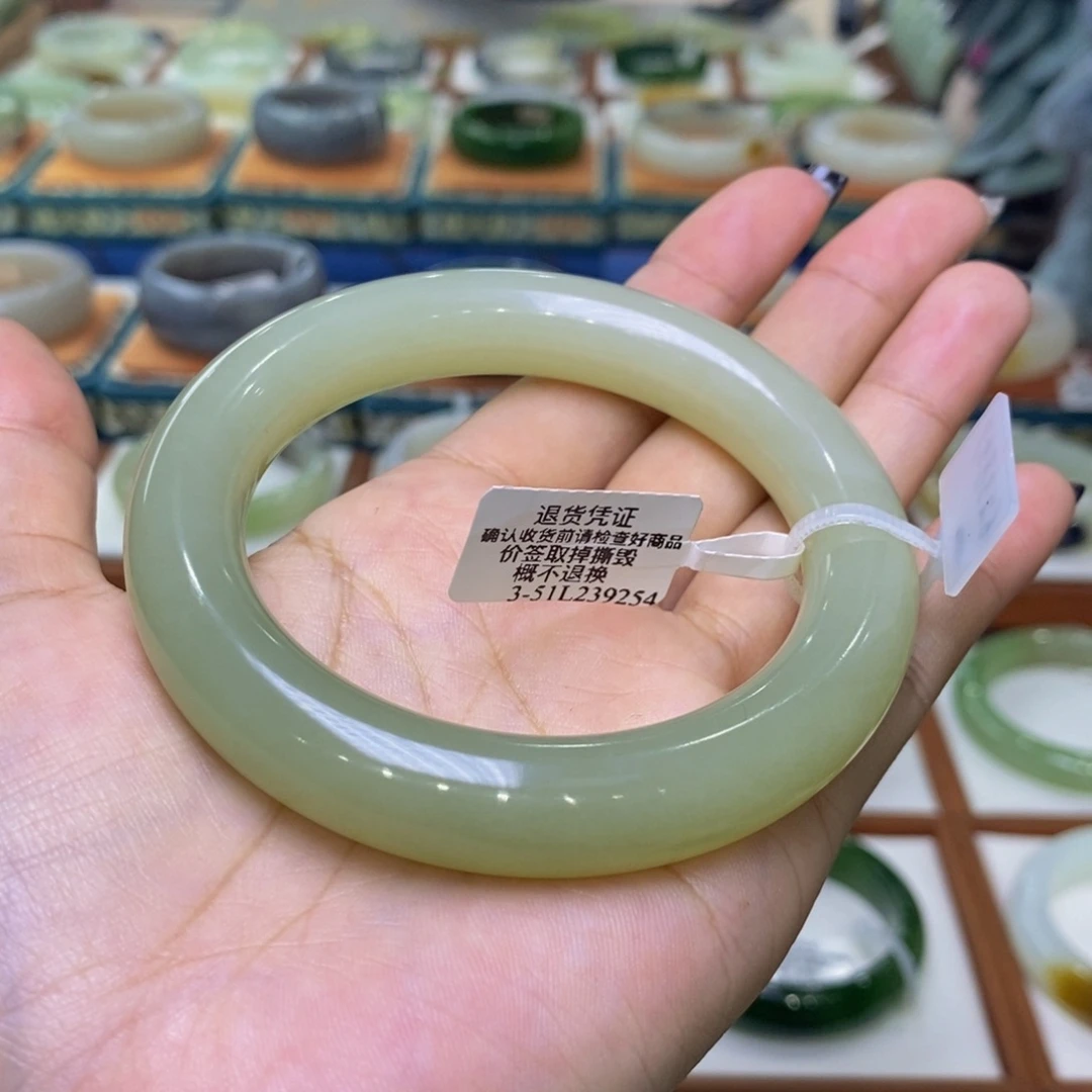 和田玉未镶嵌手镯和田玉且末青黄5960
