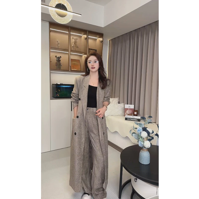 【XZ1337】Liixu高级感静奢风秋装女收腰大气装阔腿裤套装女