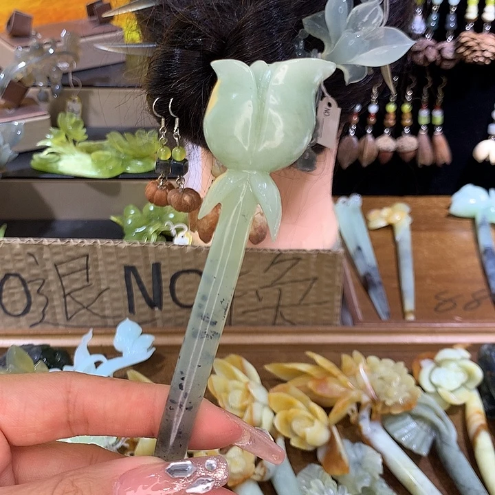 蛇纹石玉合金发饰