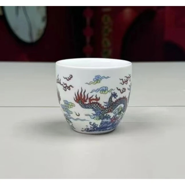 德化双龙戏珠单杯 A133