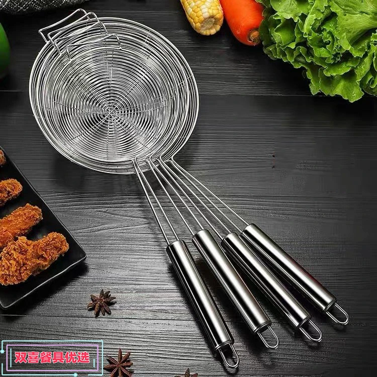 家用厨房大号加厚不锈钢线漏勺宽长捞面火锅过滤筛厨具笊篱捞饺子