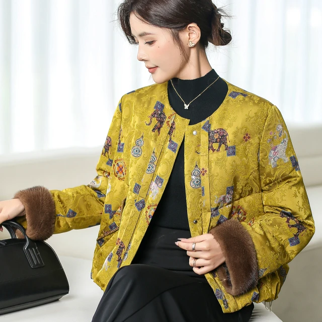 海宁水貂毛皮草白鹅绒羽绒服外套女2025新中式国风气质显瘦冬大衣