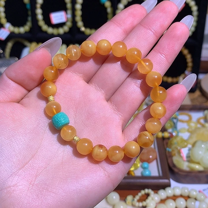 琥珀手链未镶嵌蜜蜡手串圆珠
