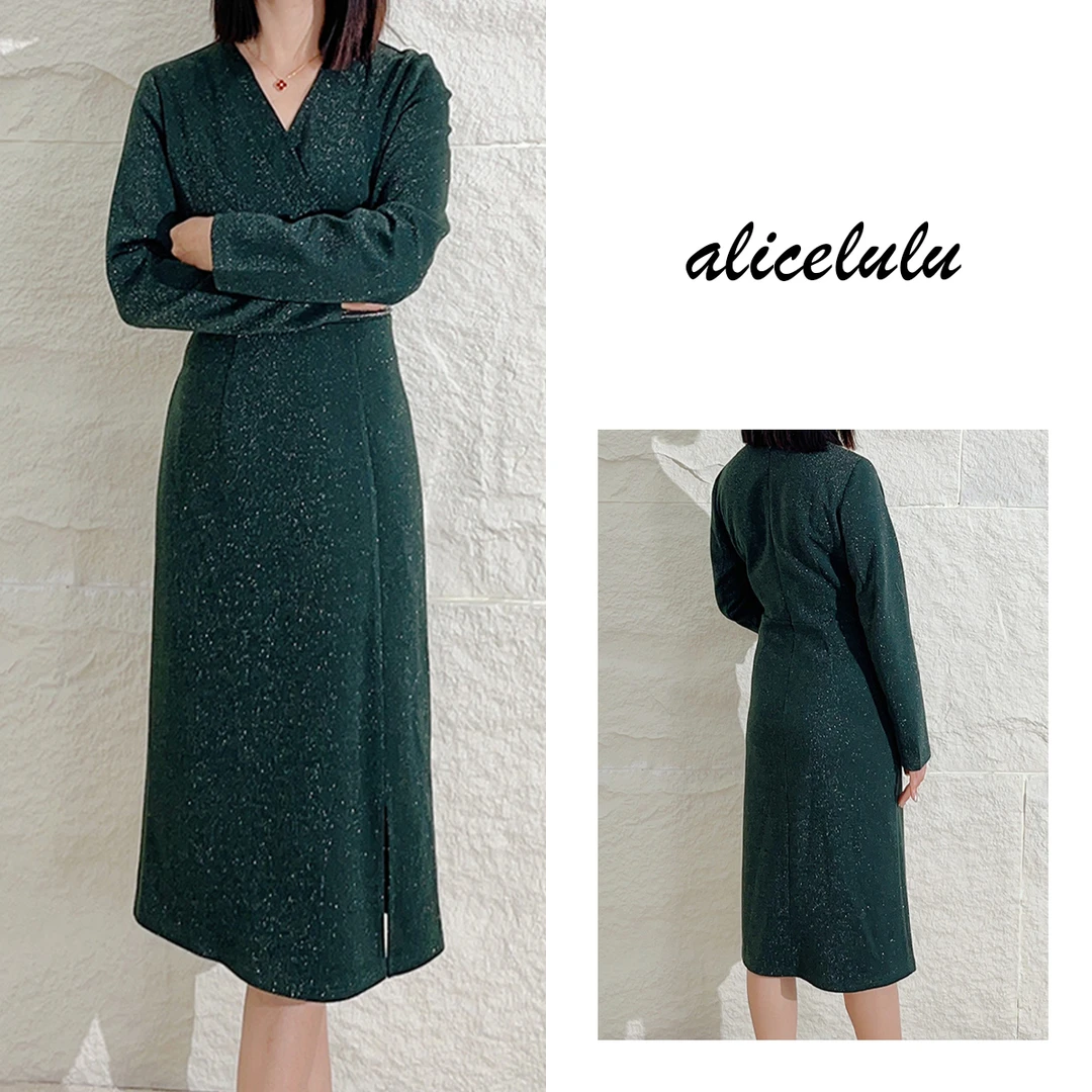 4alicelulu“乱世佳人”墨绿连衣裙绝美调色贵气显白S1032330W