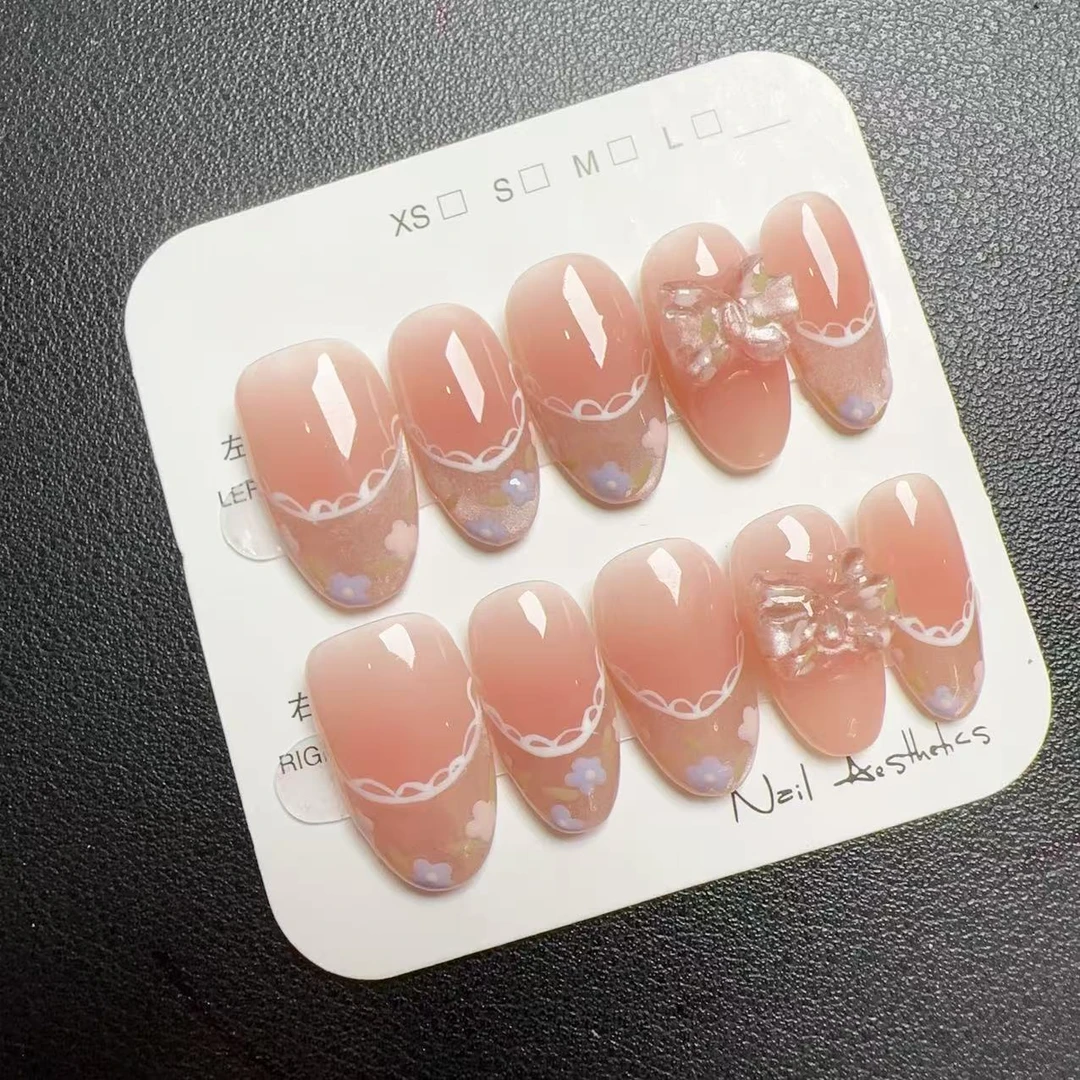 碎花裙 琉璃苣 纯手工法式小碎花显白穿戴美甲贴片