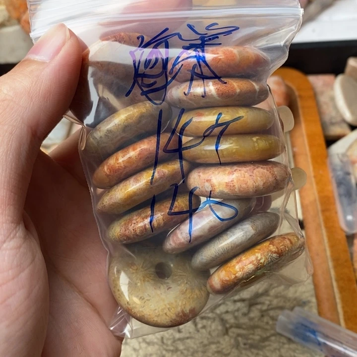 海***旧颈饰未镶嵌硅化珊瑚（珊瑚玉）